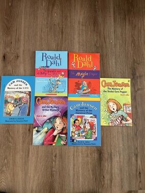 Set Of 6 Roald Dahl & Cam Jansen Children's Book Collection Summer Beach Reads